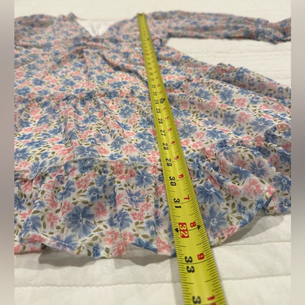 Vici Boutique Peach Love California Floral Puff Sleeve Tier Dress Women Small - Picture 5 of 8
